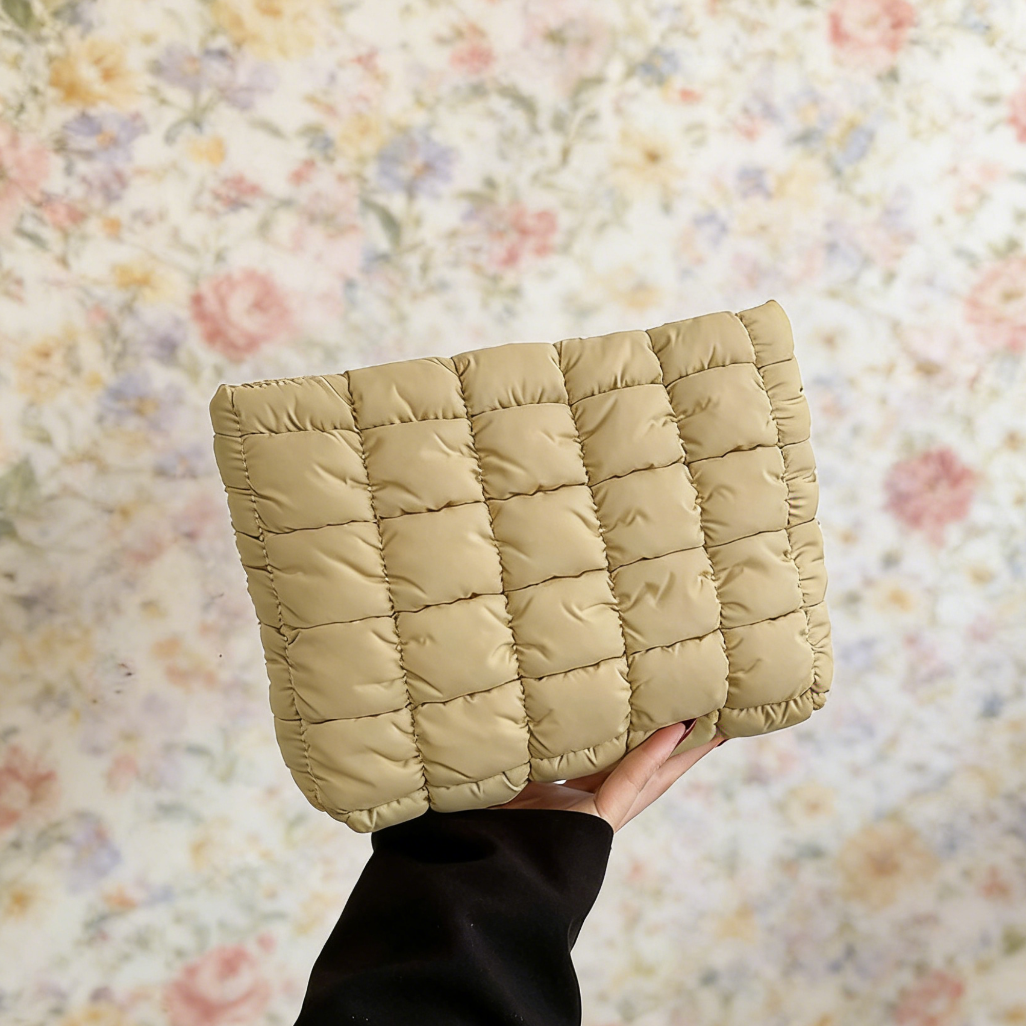 Personalized Hand Embroidered Quilted Zipper Makeup Bag for Unique & Love | JNSBag126