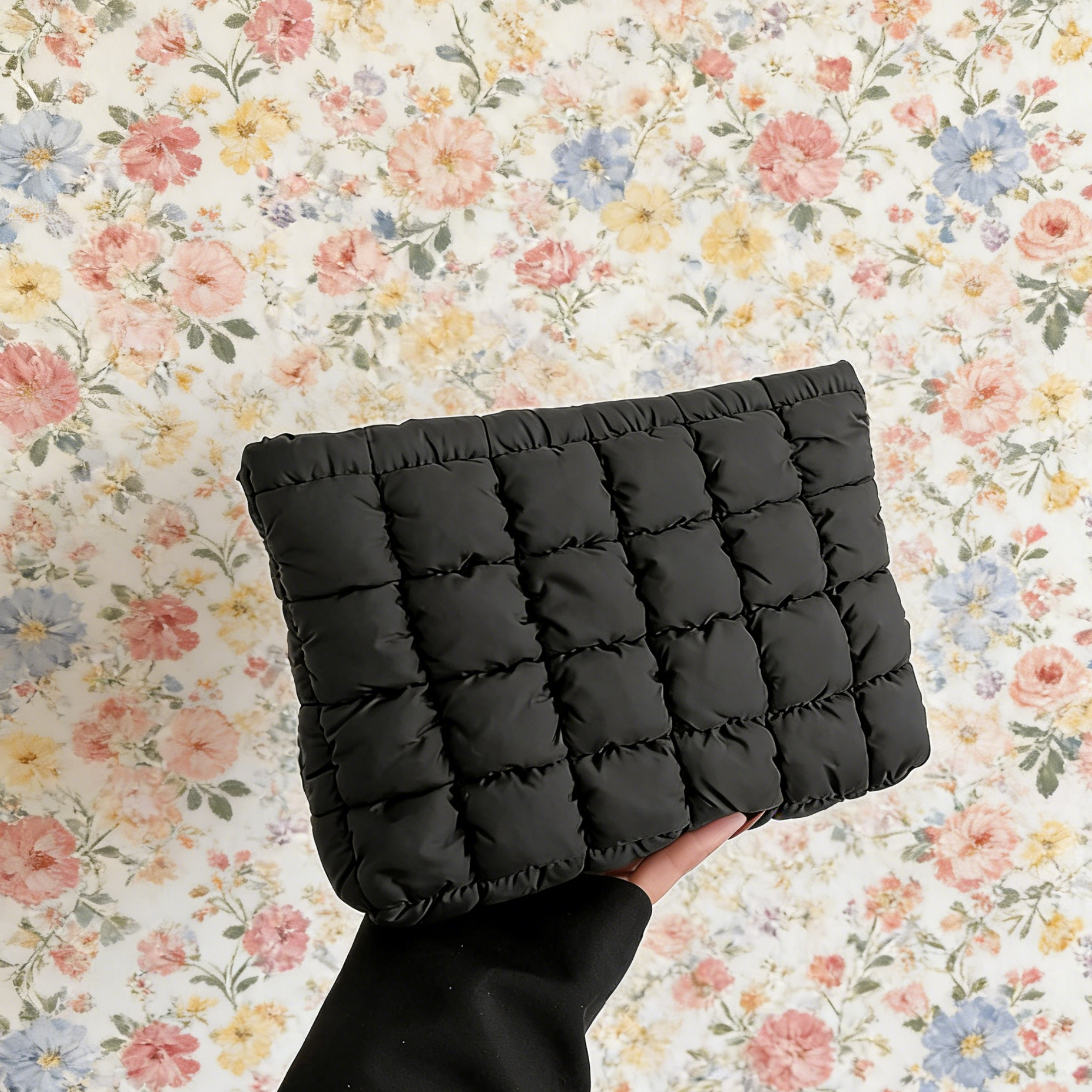Personalized Hand Embroidered Quilted Zipper Makeup Bag for Unique & Love | JNSBag126