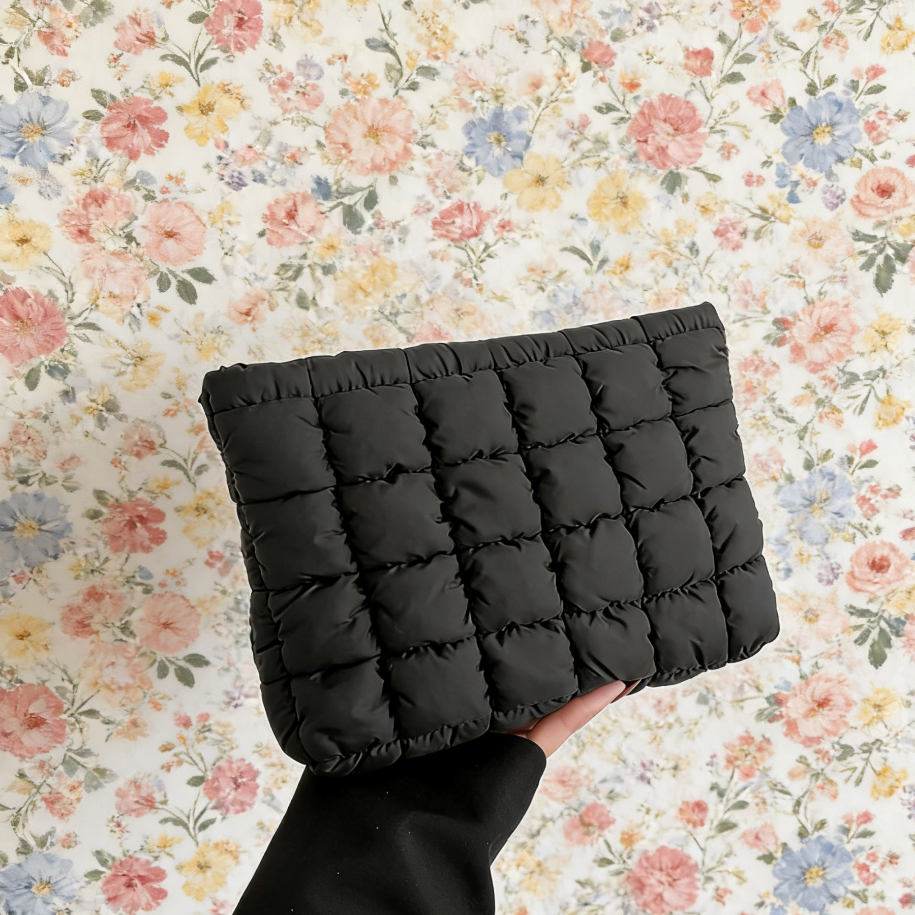 Personalized Hand Embroidered Quilted Zipper Makeup Bag for Unique & Love | JNSBag126