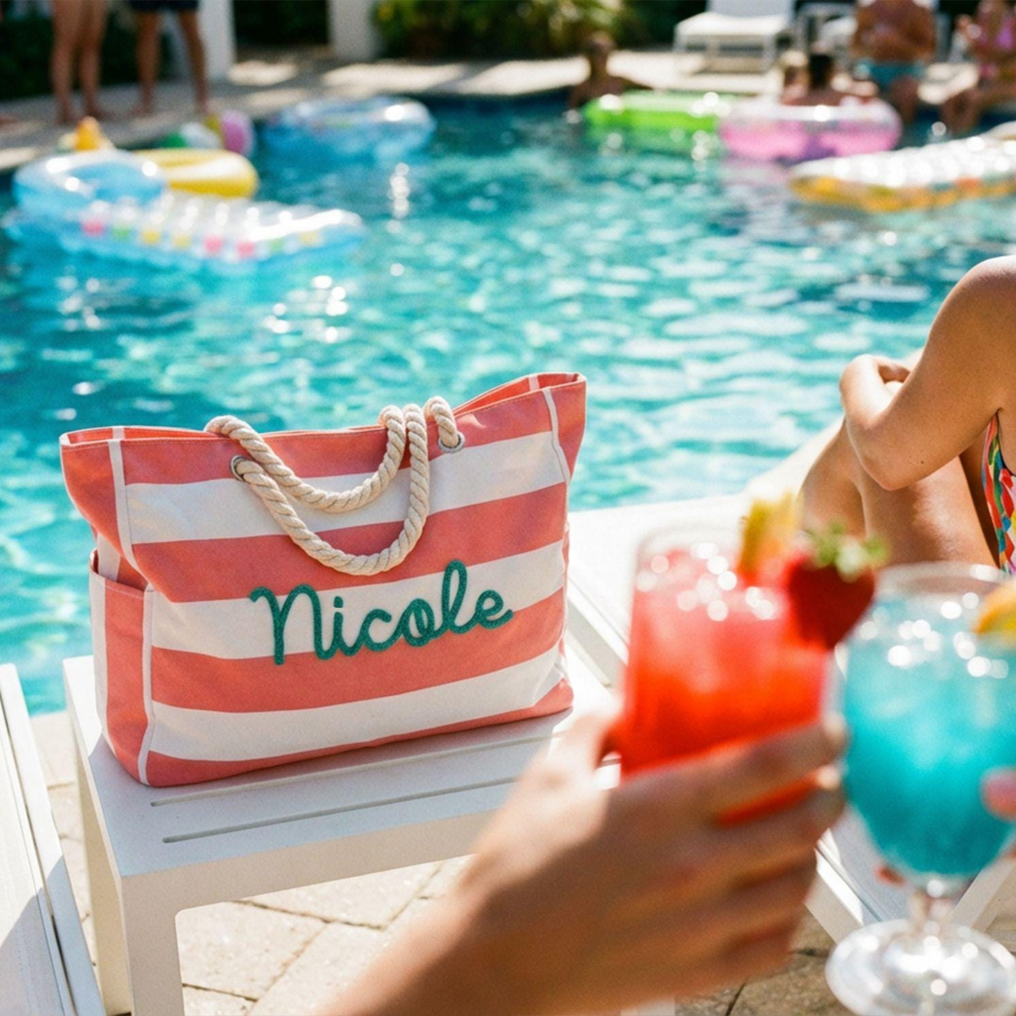 Personalized Hand Embroidered Waterproof Beach Tote Bag for Unique & Love | JNSBag128