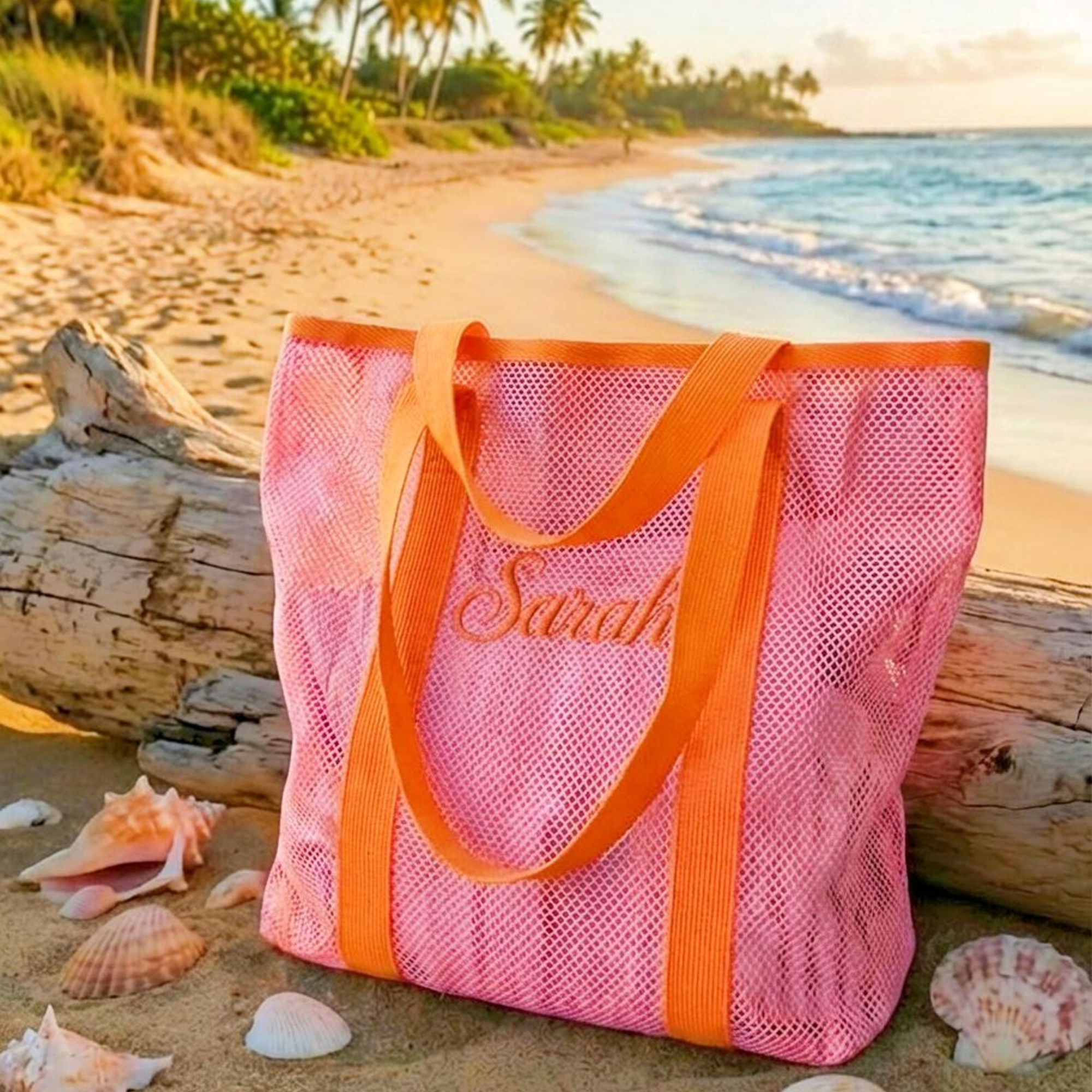 Personalized Embroidered Mesh Beach Bag for Unique & Love | JNSBag132