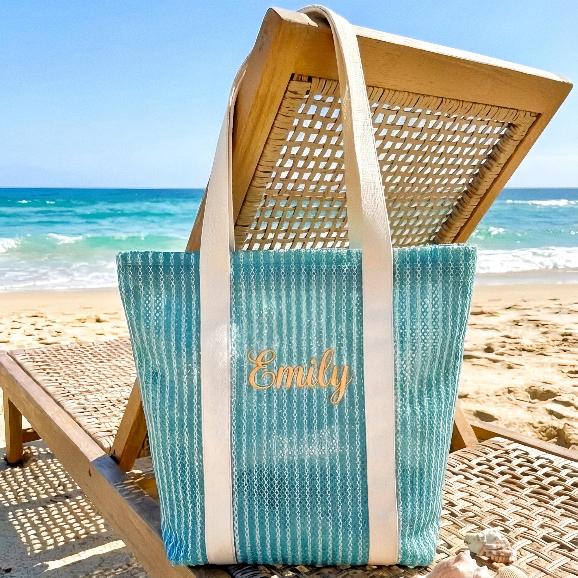 Personalized Embroidered Mesh Beach Bag for Unique & Love | JNSBag132