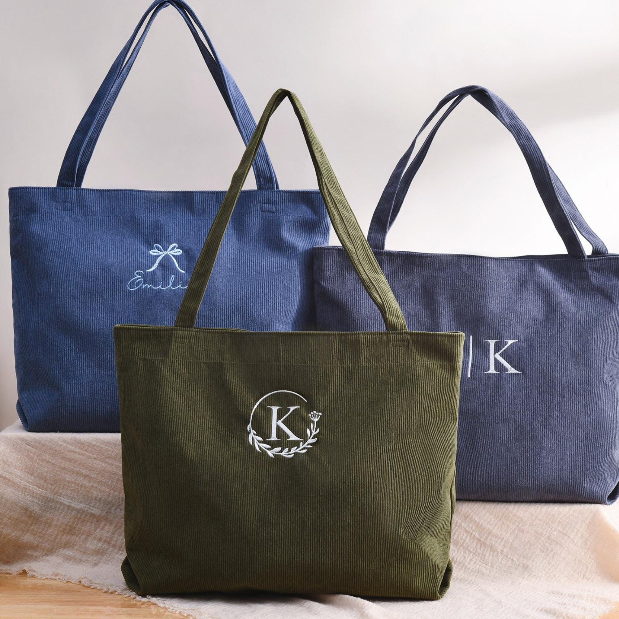Personalized Embroidered Corduroy Tote Bag for Unique & Love | JNSBag134
