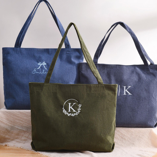 Personalized Embroidered Corduroy Tote Bag for Unique & Love | JNSBag134