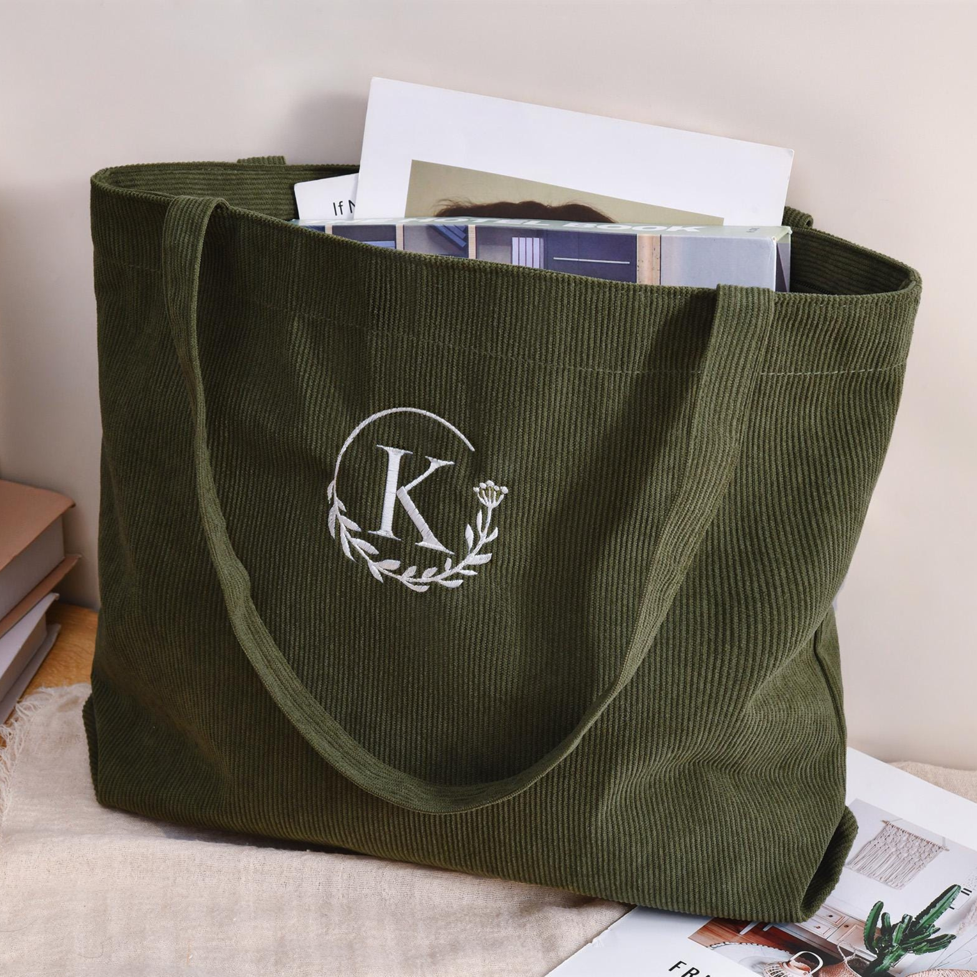 Personalized Embroidered Corduroy Tote Bag for Unique & Love | JNSBag134