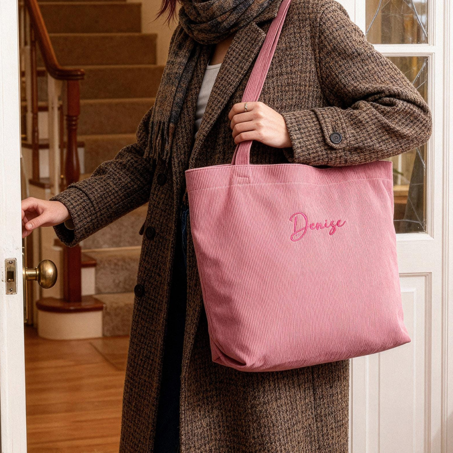 Personalized Embroidered Corduroy Tote Bag for Unique & Love | JNSBag134