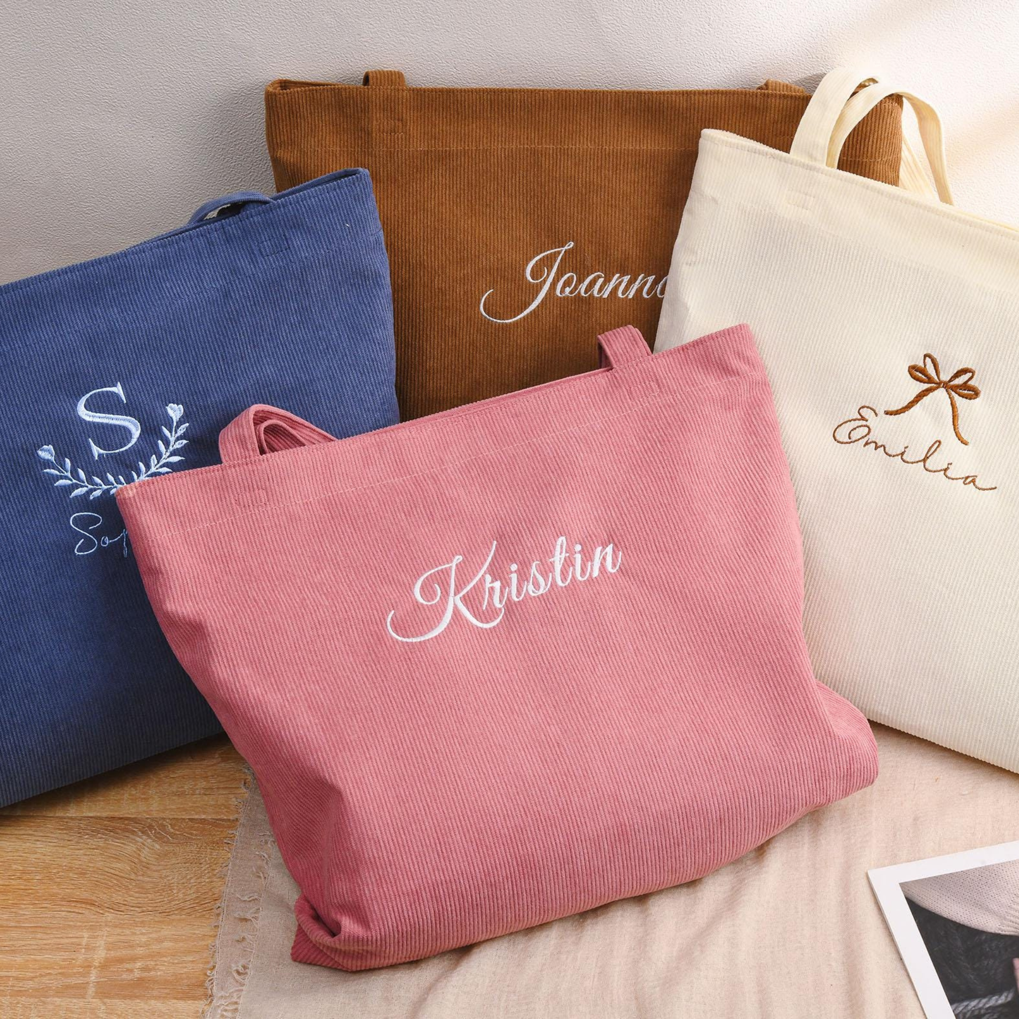 Personalized Embroidered Corduroy Tote Bag for Unique & Love | JNSBag134