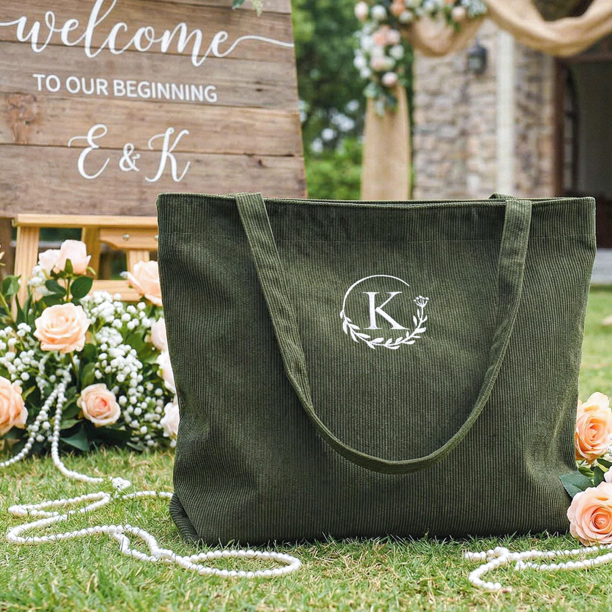 Personalized Embroidered Corduroy Tote Bag for Unique & Love | JNSBag134