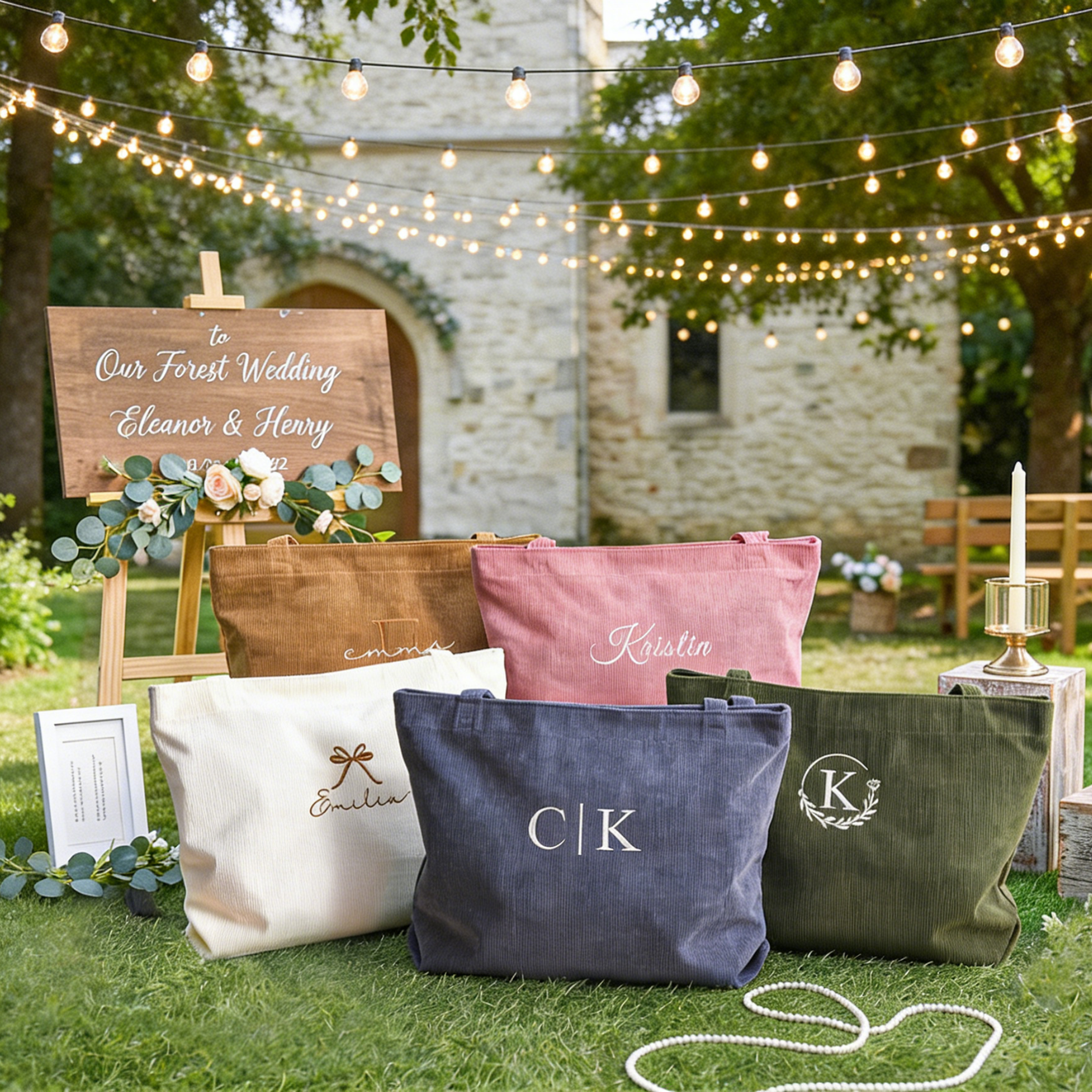 Personalized Embroidered Corduroy Tote Bag for Unique & Love | JNSBag134