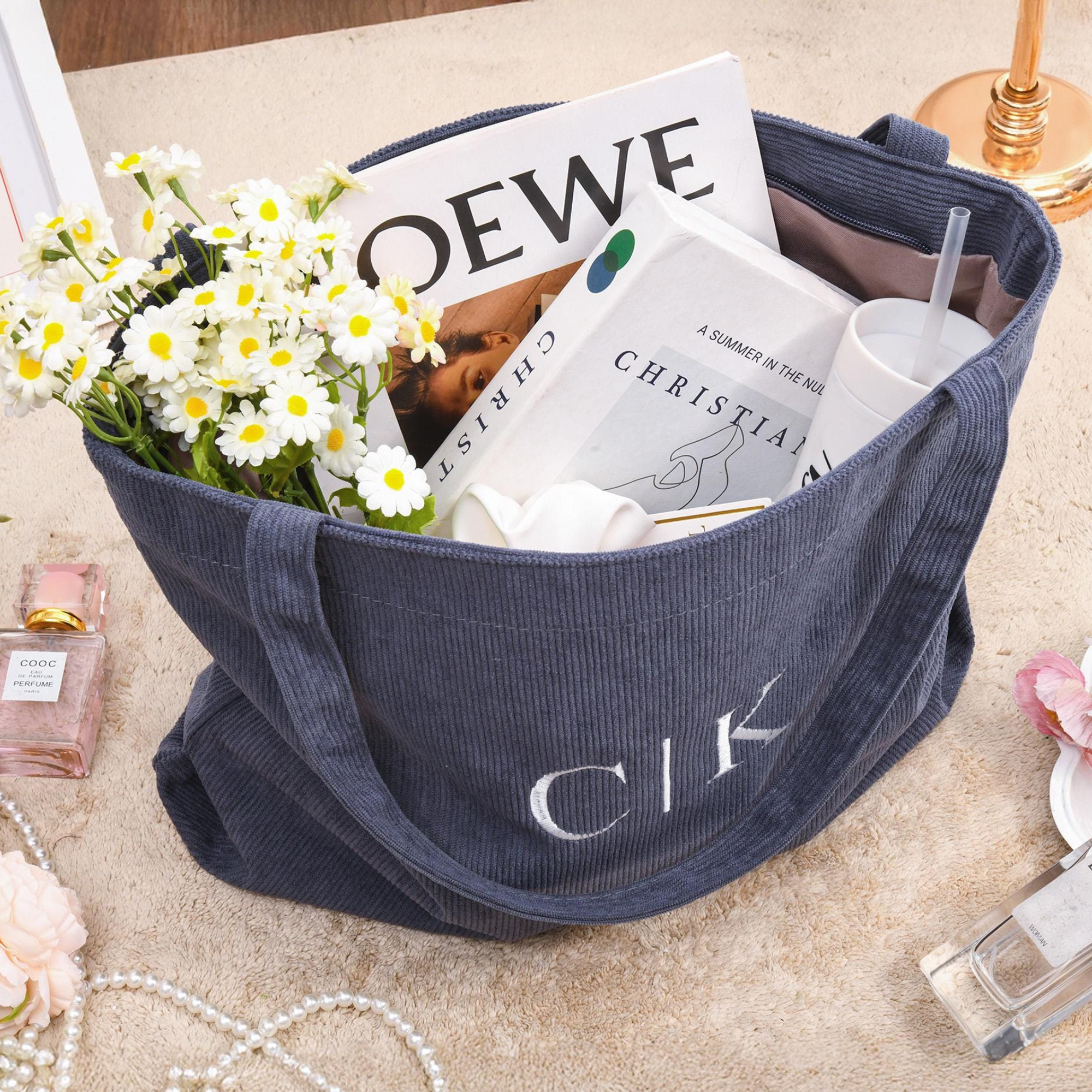 Personalized Embroidered Corduroy Tote Bag for Unique & Love | JNSBag134