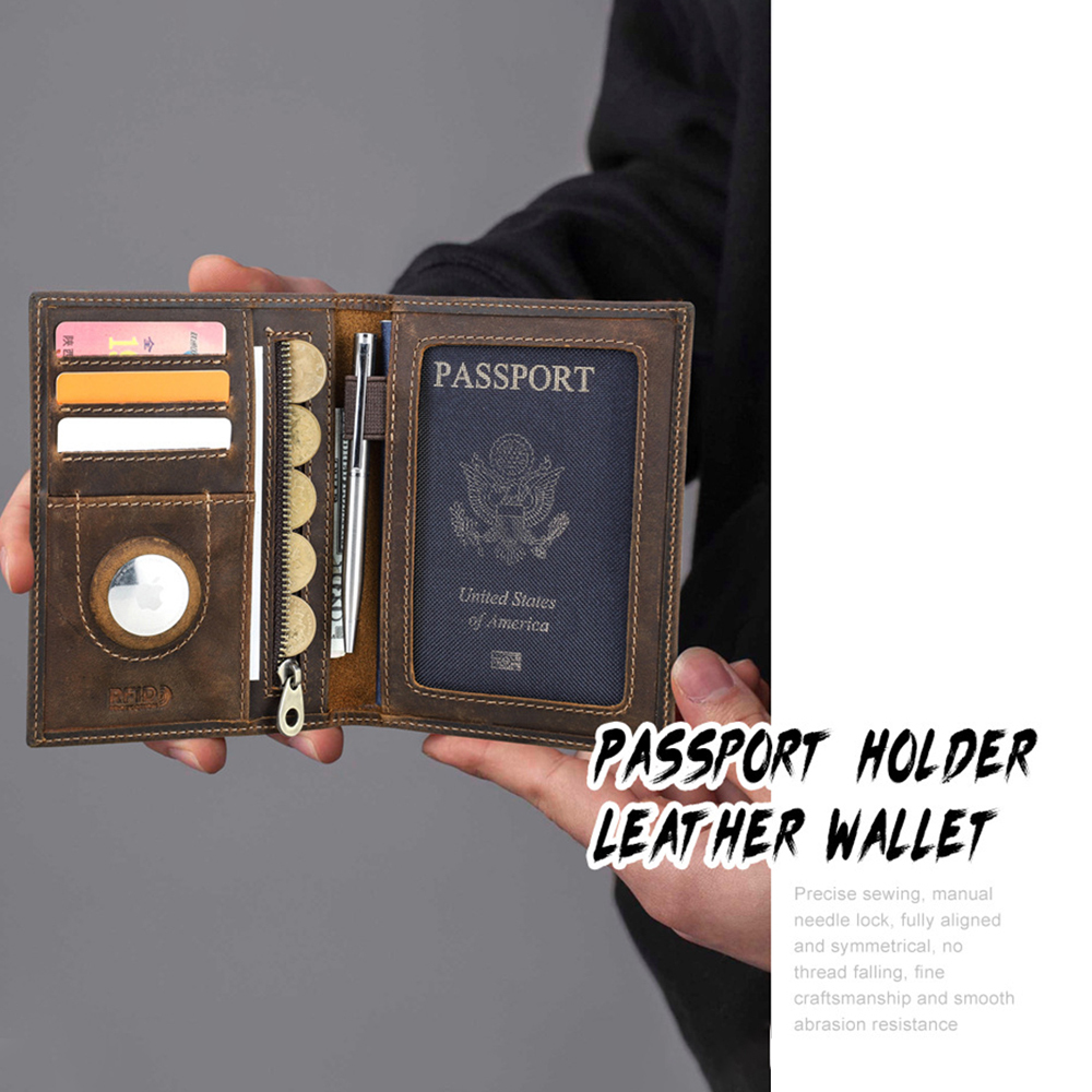 Personalized Monogram Leather AirTag Passport Holder Wallet for Unique & Love | JNSCase09