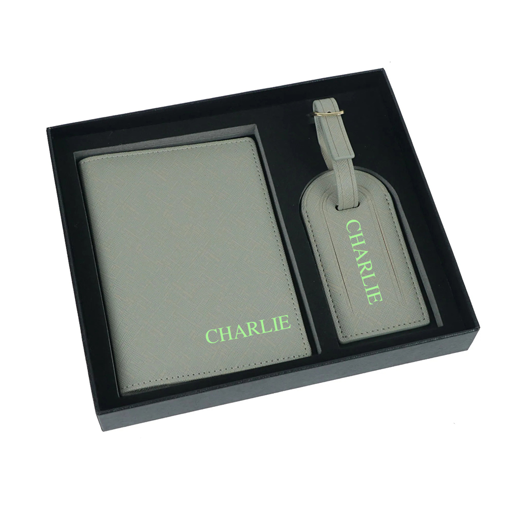 Personalized Leather Passport Wallet & Luggage Tag for Unique & Love | JNSCase04