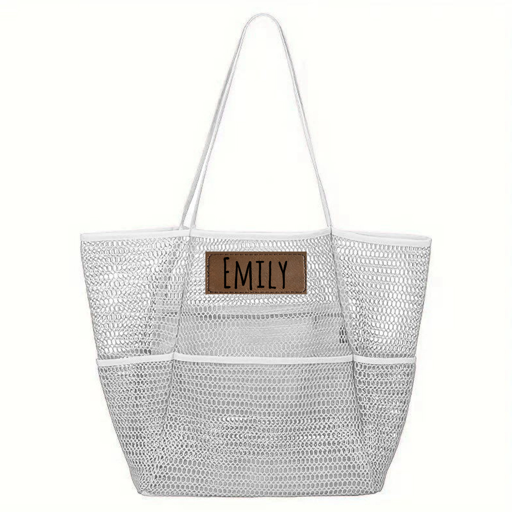 Personalized Name Mesh Beach Bag Zipper with Inner Pocket | JNSBag94