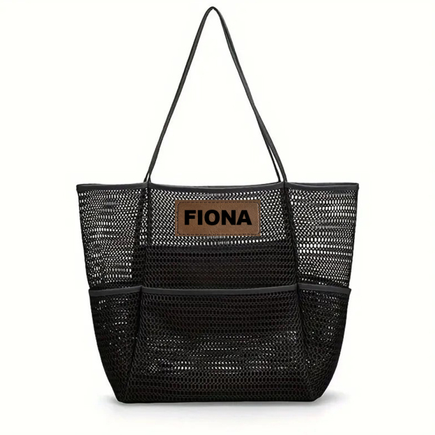 Personalized Name Mesh Beach Bag Zipper with Inner Pocket | JNSBag94
