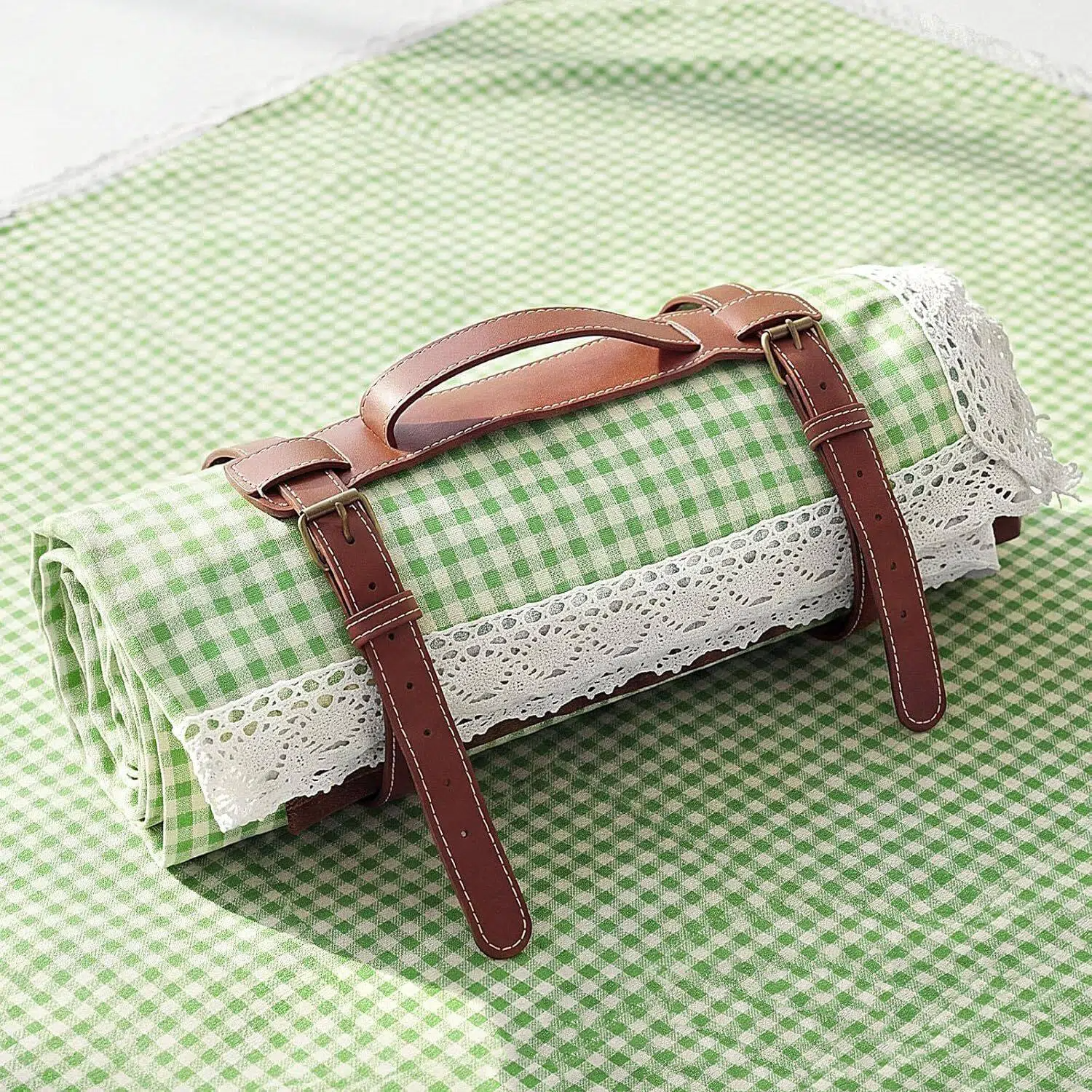 Personalized Name Embroidered Lace Gingham Picnic Blanket for Unique and Love | JNSDec226