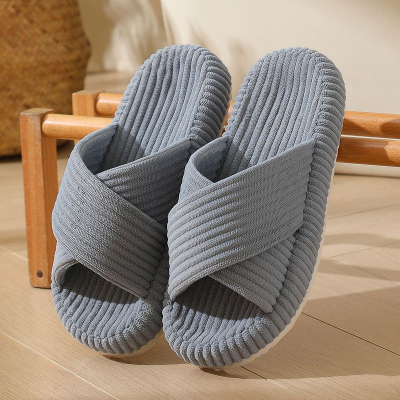 Personalized Name Hand Embroidered Corduroy Indoor Slipper for Unique & Love | JNSDec214