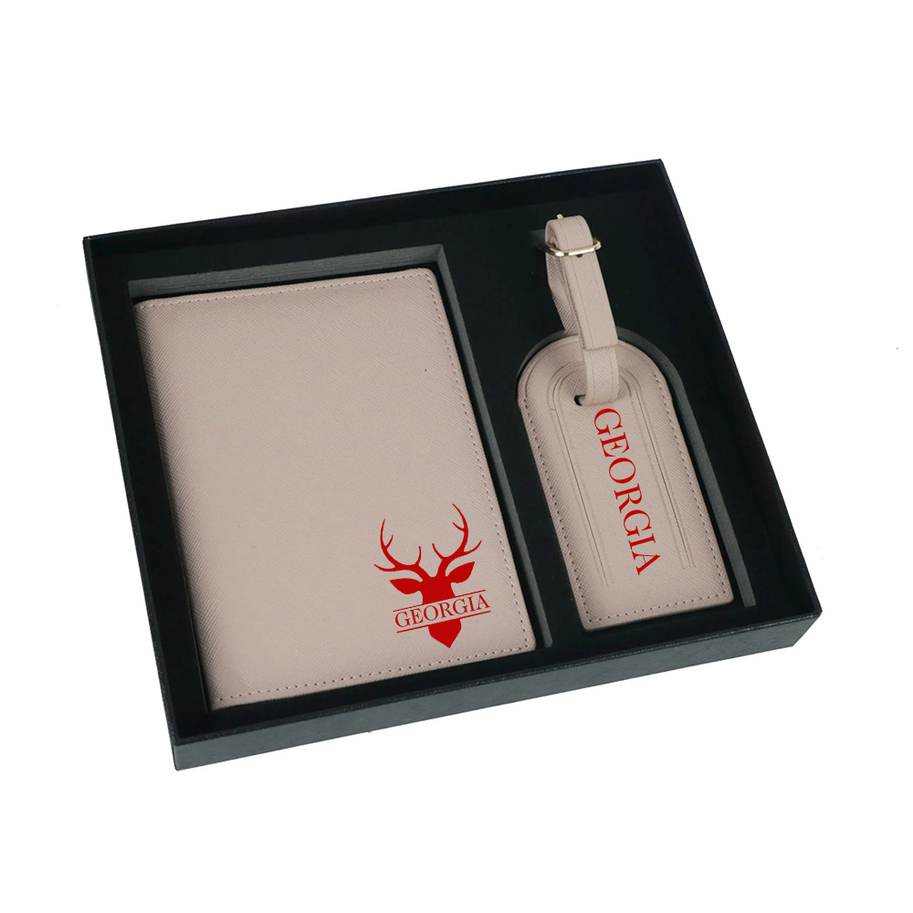 Personalized Leather Passport Wallet & Luggage Tag for Unique & Love | JNSCase04