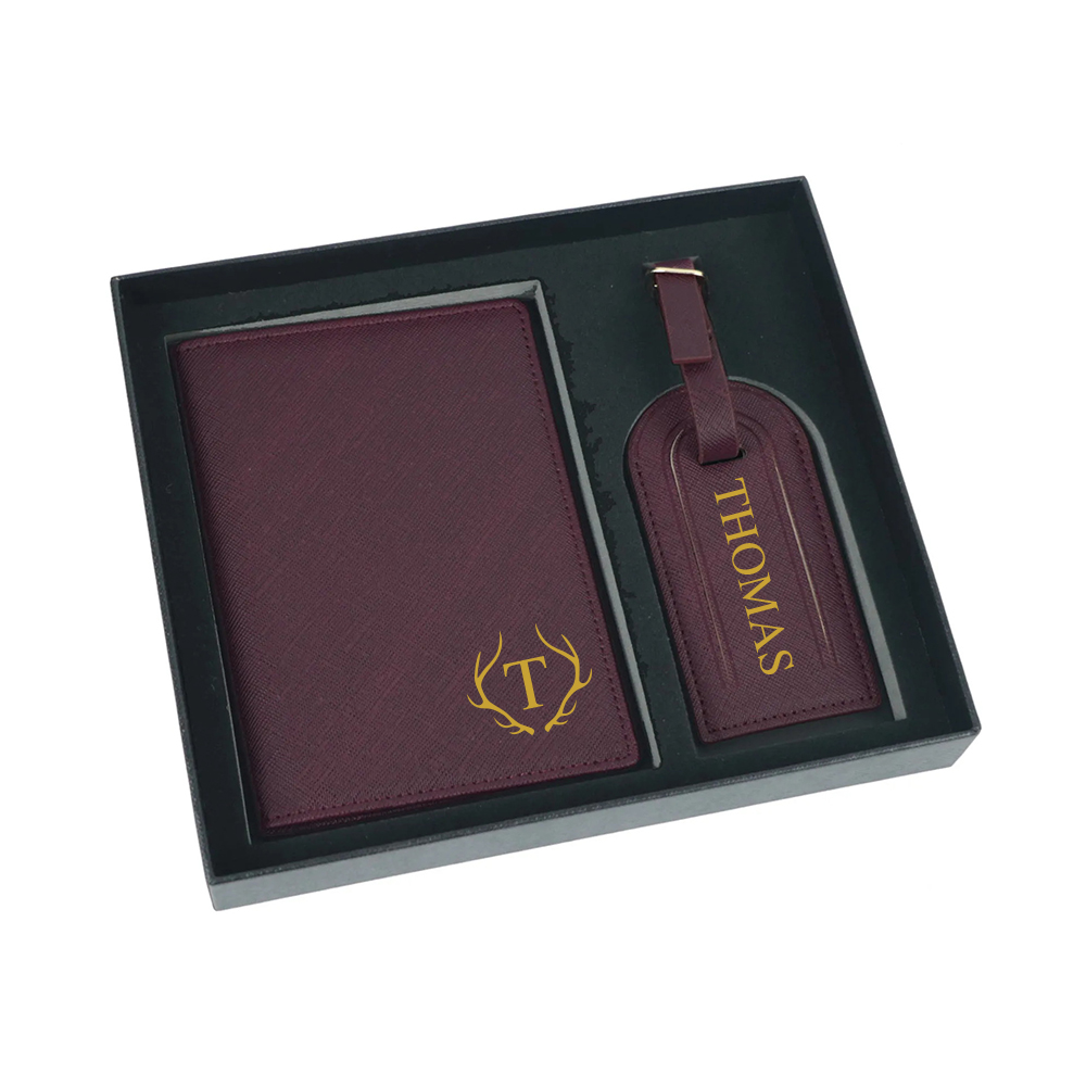 Personalized Leather Passport Wallet & Luggage Tag for Unique & Love | JNSCase04