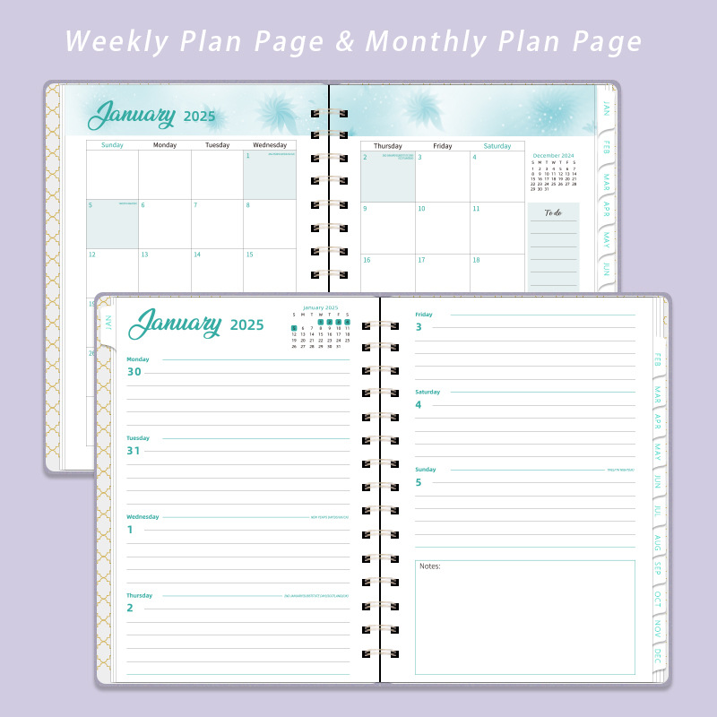 Personalized Leather 2025 Weekly & Monthly Planner Notebook | JNSDec117