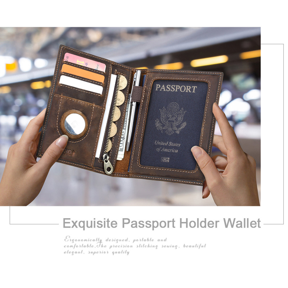 Personalized Monogram Leather AirTag Passport Holder Wallet for Unique & Love | JNSCase09