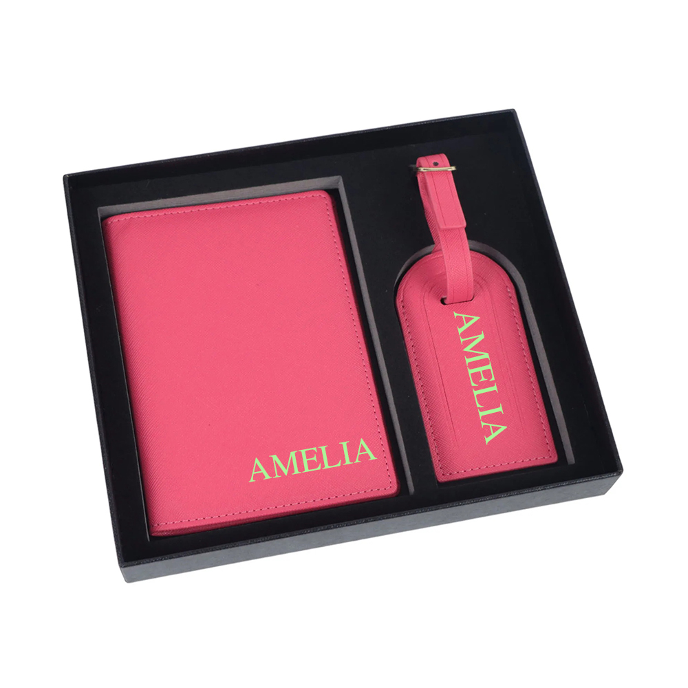 Personalized Leather Passport Wallet & Luggage Tag for Unique & Love | JNSCase04