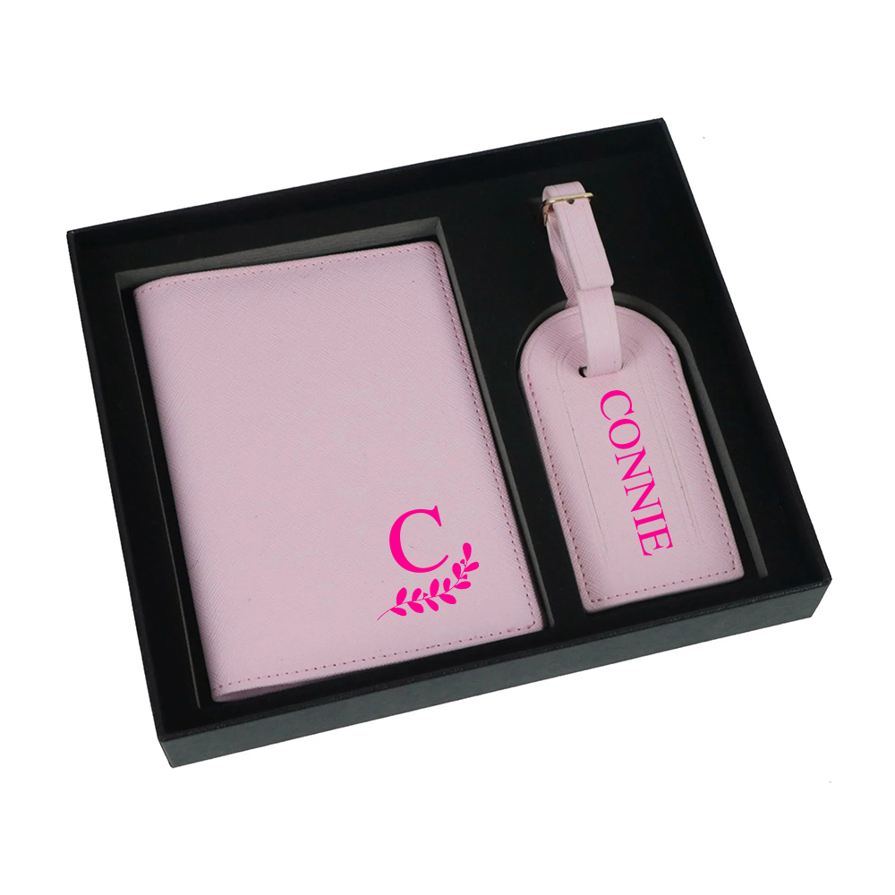Personalized Leather Passport Wallet & Luggage Tag for Unique & Love | JNSCase04