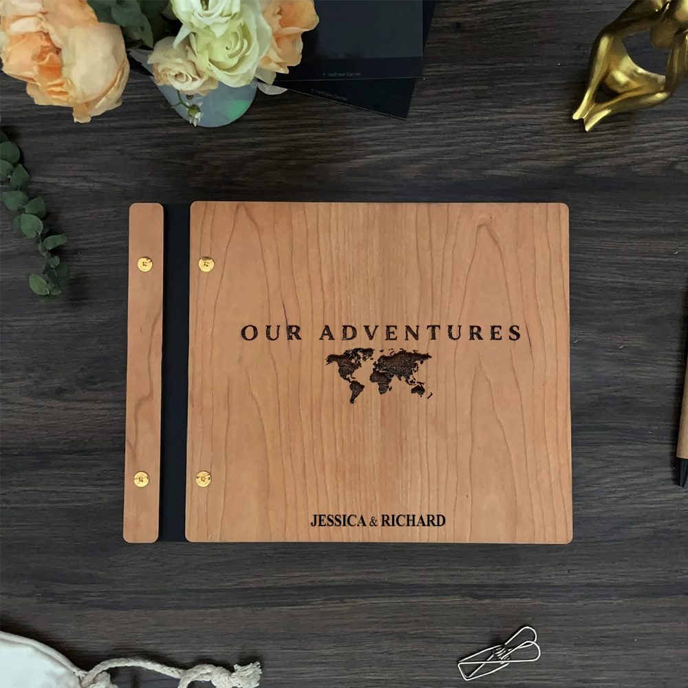 Personalized Wooden Travel Scrapbook Book for Unique & Love | JNSDec160