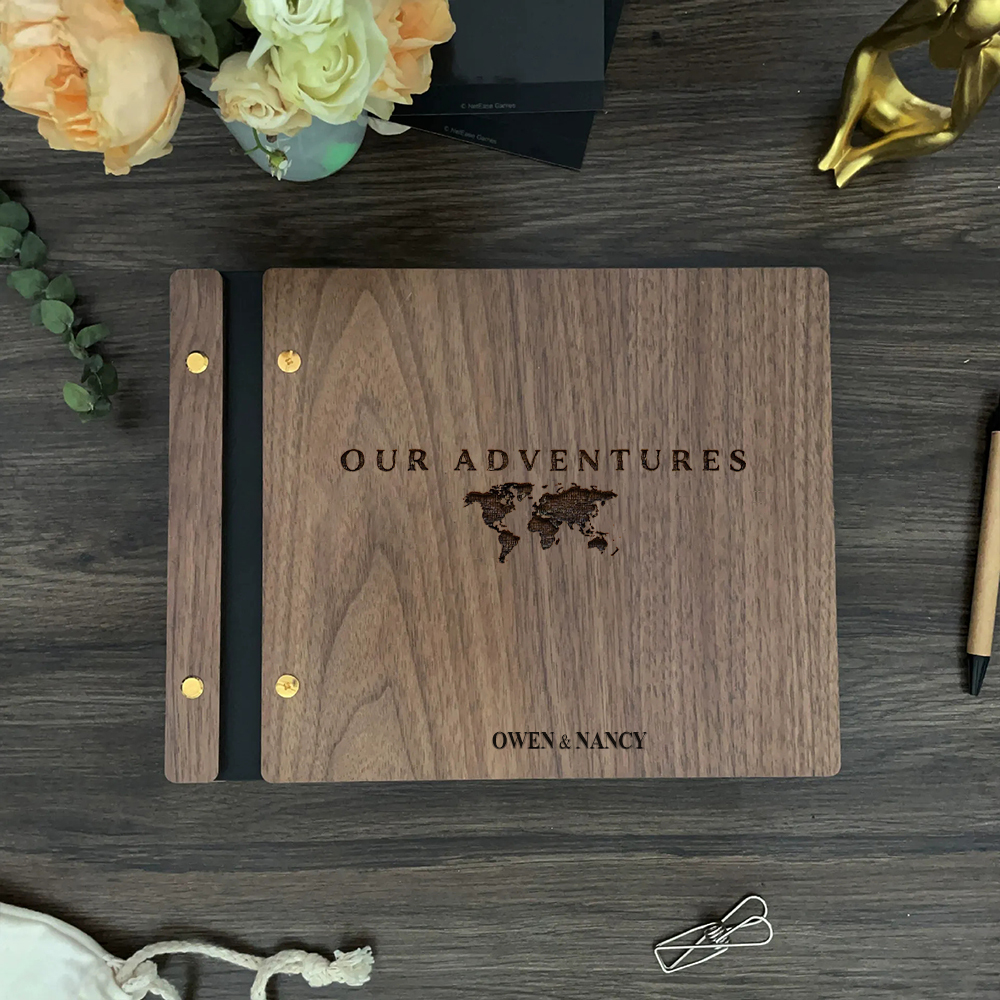 Personalized Wooden Travel Scrapbook Book for Unique & Love | JNSDec160