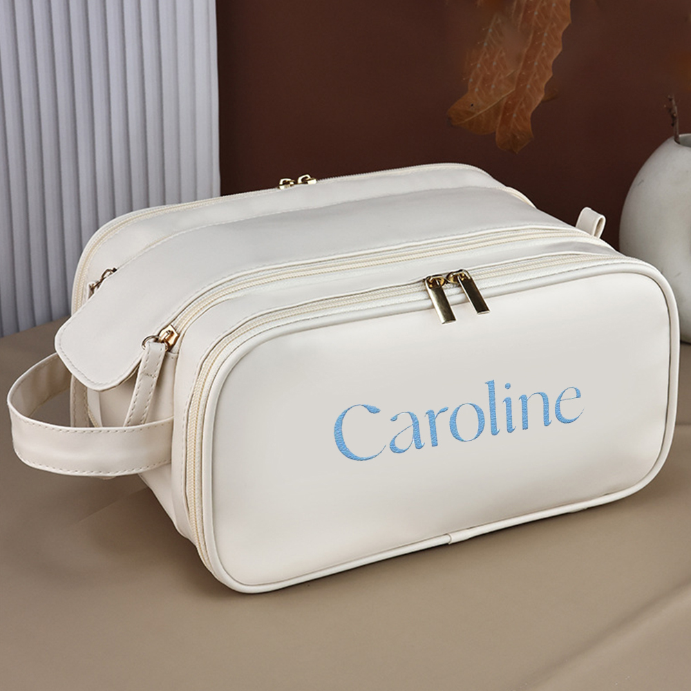 Personalized Leather Embroidered Makeup Bag for Unique & Love | JNSBag72