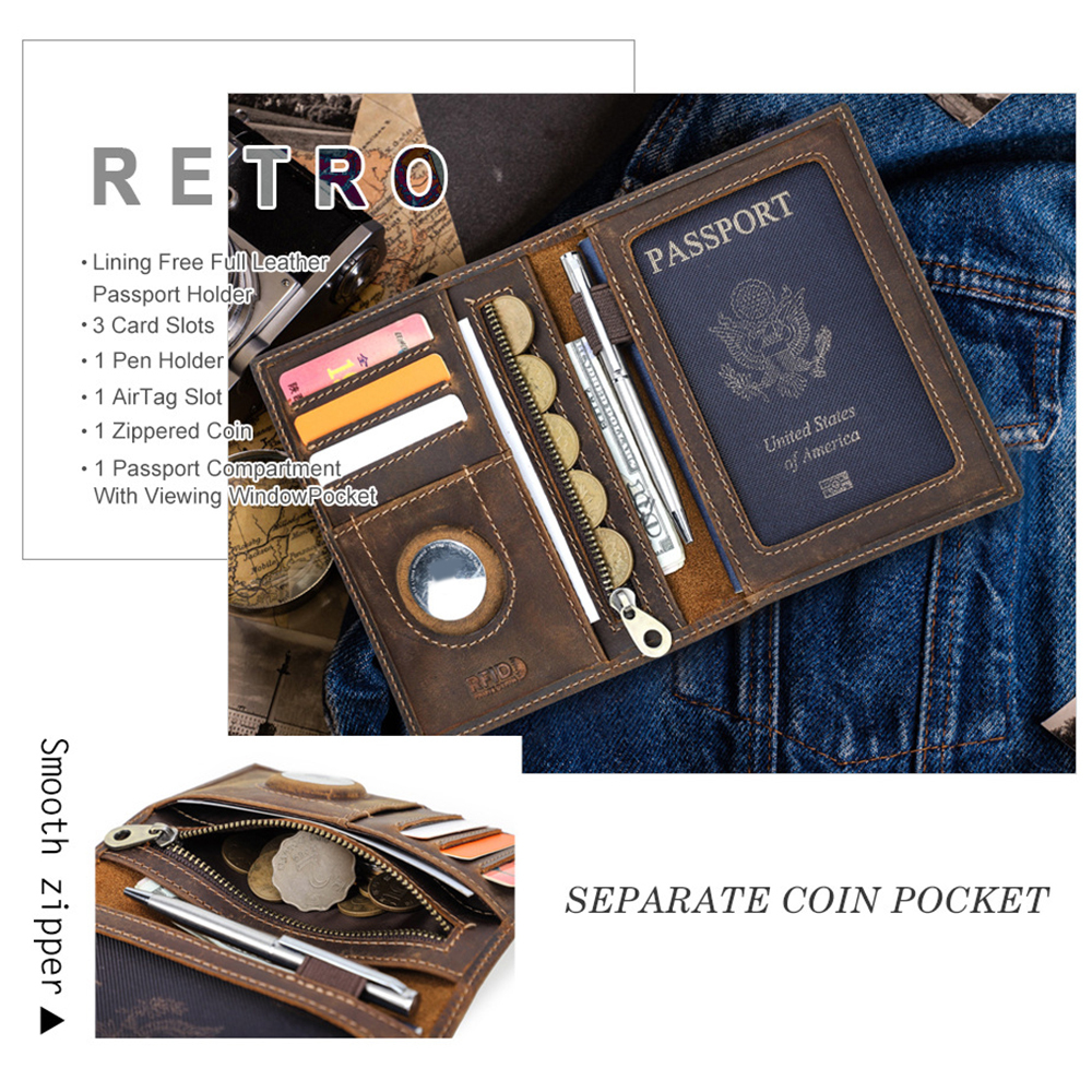 Personalized Monogram Leather AirTag Passport Holder Wallet for Unique & Love | JNSCase09