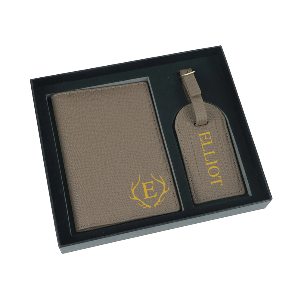 Personalized Leather Passport Wallet & Luggage Tag for Unique & Love | JNSCase04