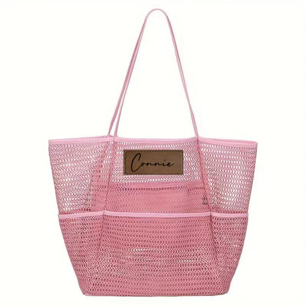 Personalized Name Mesh Beach Bag Zipper with Inner Pocket | JNSBag94