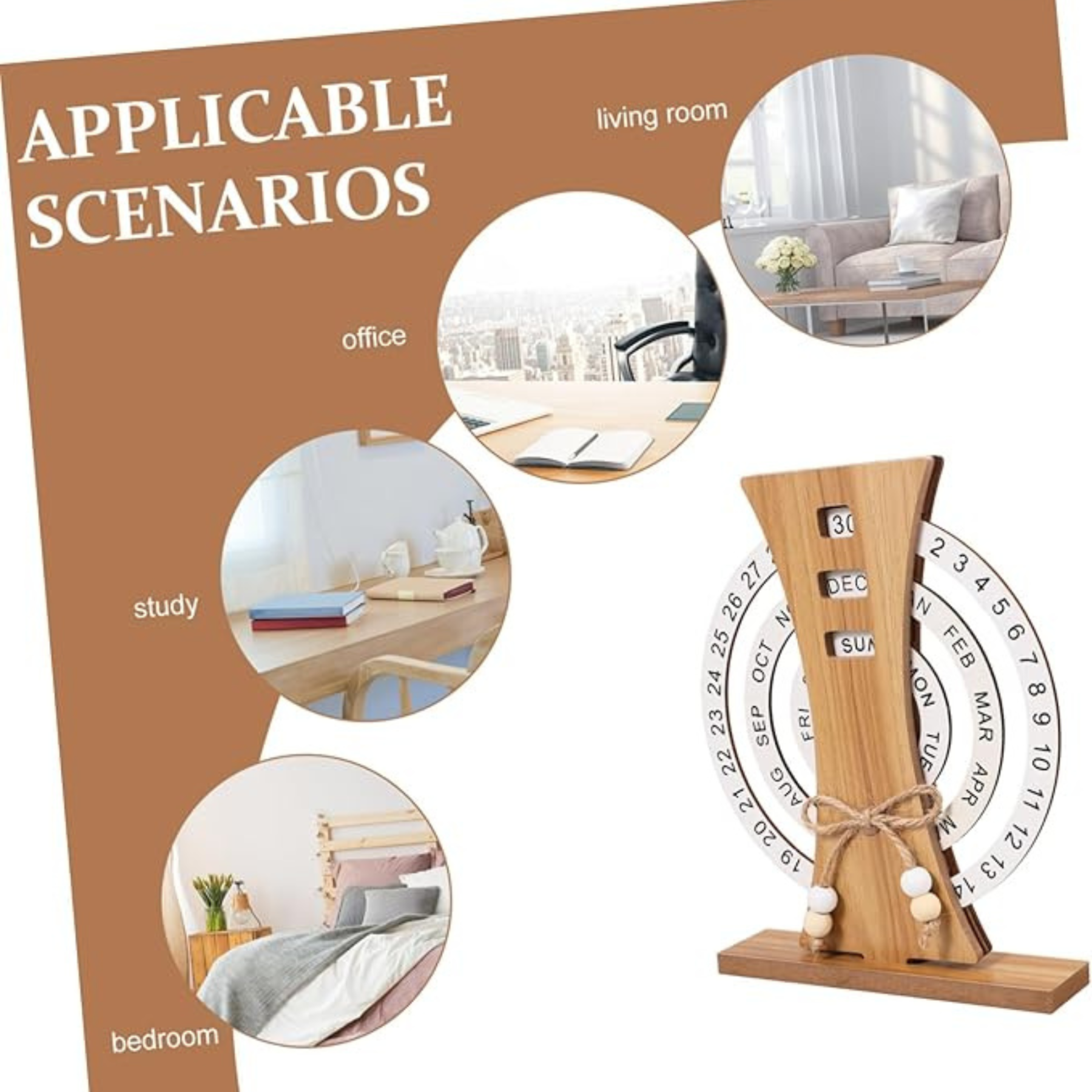 Personalized Monogram Disc Perpetual Wooden Desk Calendar | JNSDec103