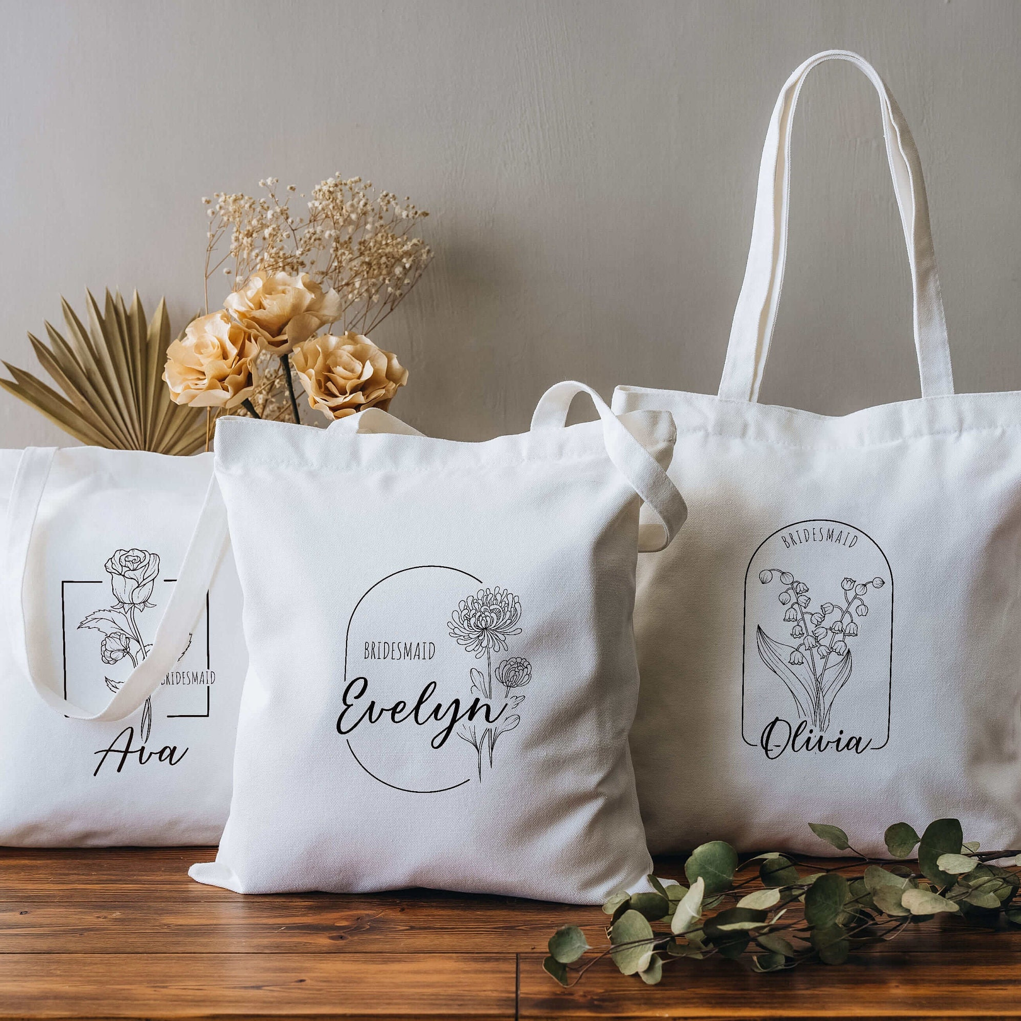 Personalized Birth Month Flower Canvas Tote Bag for Unique & Love | JNSBag12