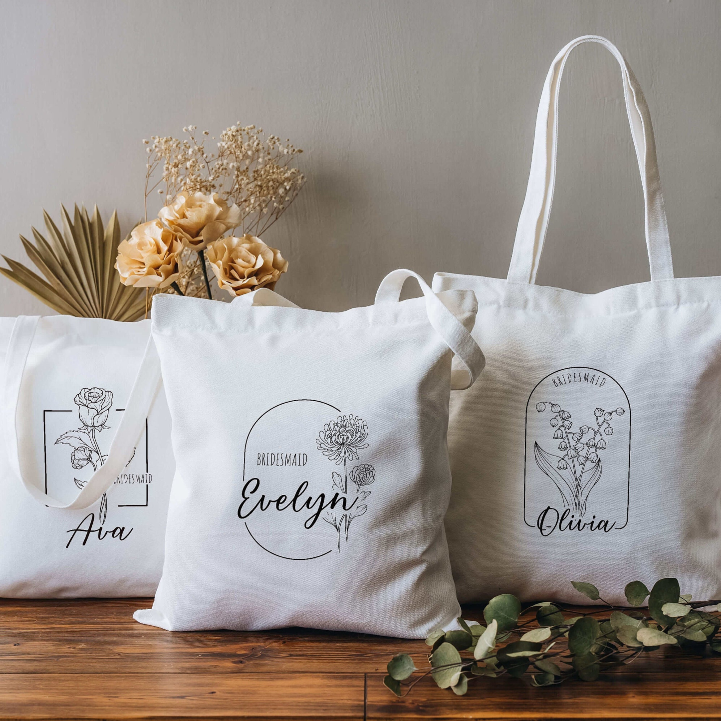 Personalized Birth Month Flower Canvas Tote Bag for Unique & Love | JNSBag12