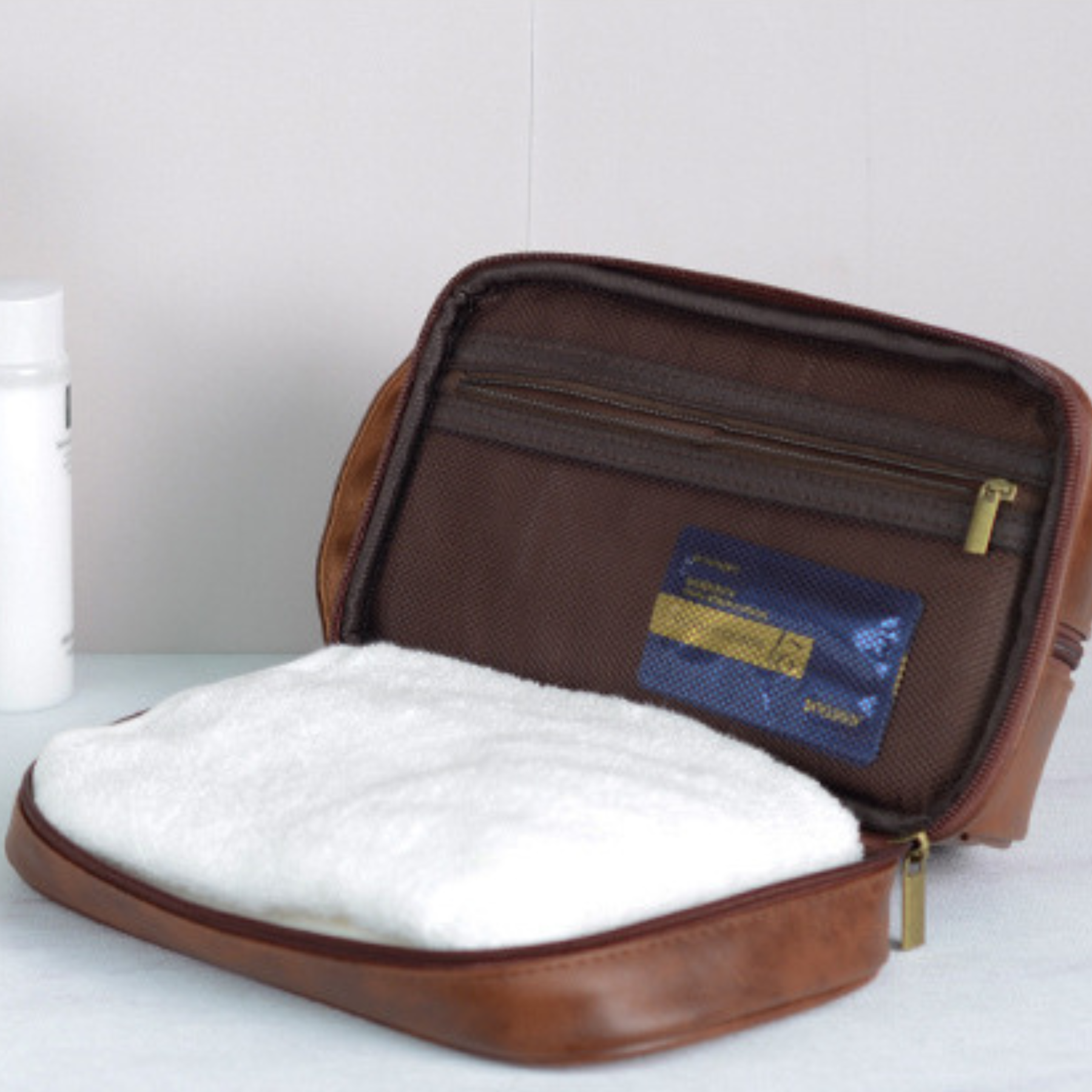 Personalized Leather Monogram Engraved Wash Bag for Unique & Love | JNSBag35