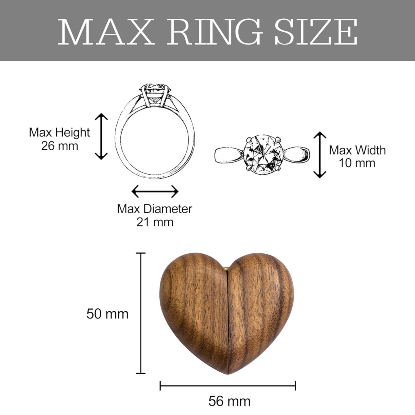 Personalized Name Heart Shaped Wooden Ring Box | JNSCase07