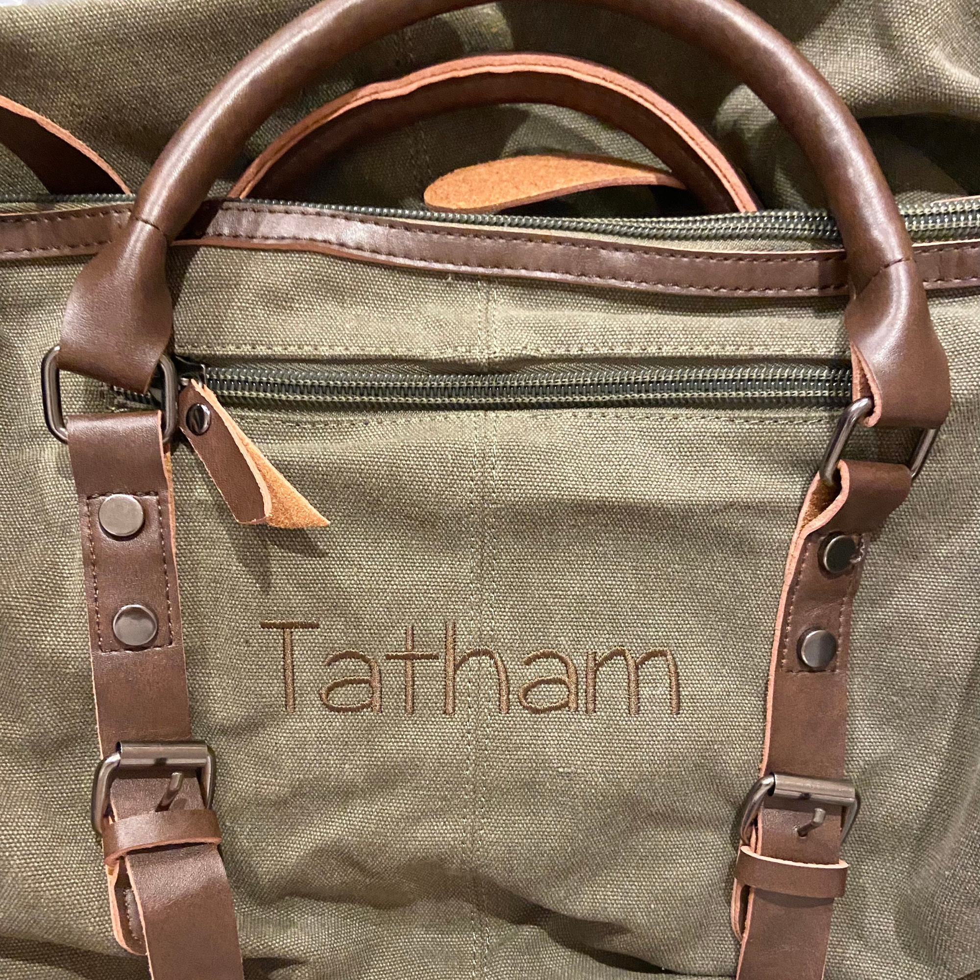 Personalized Monogram Embroidered Men’s Leather Duffle Bag | JNSBag83