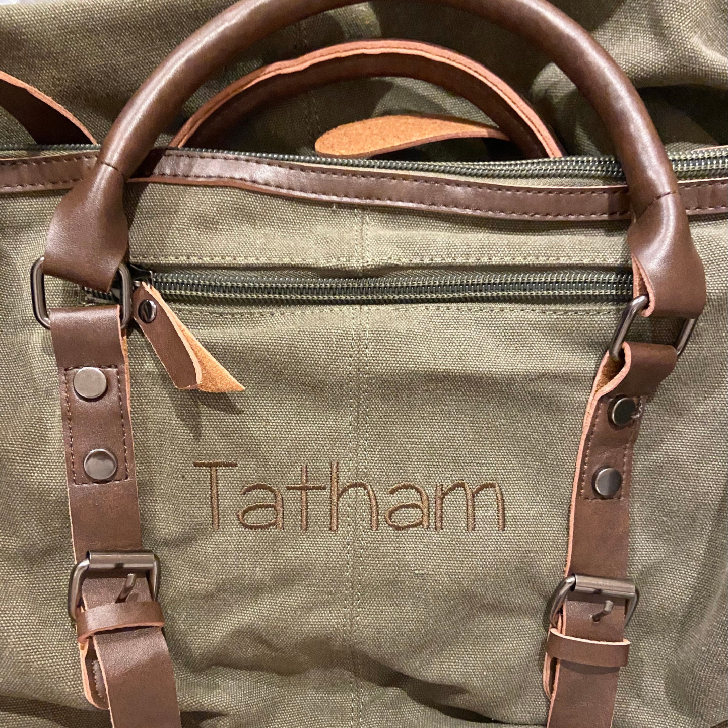 Personalized Monogram Embroidered Men’s Leather Duffle Bag | JNSBag83