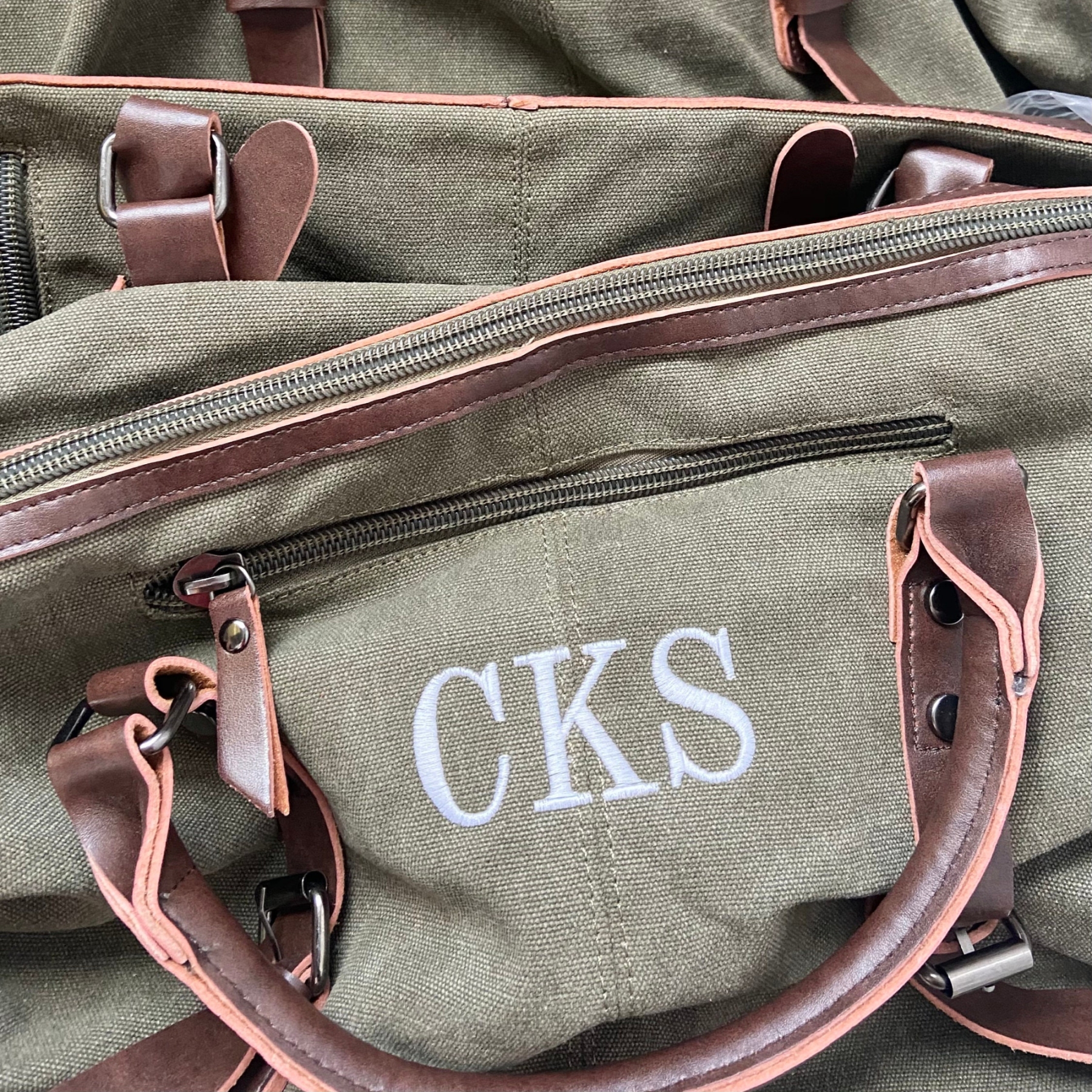 Personalized Monogram Embroidered Men’s Leather Duffle Bag | JNSBag83