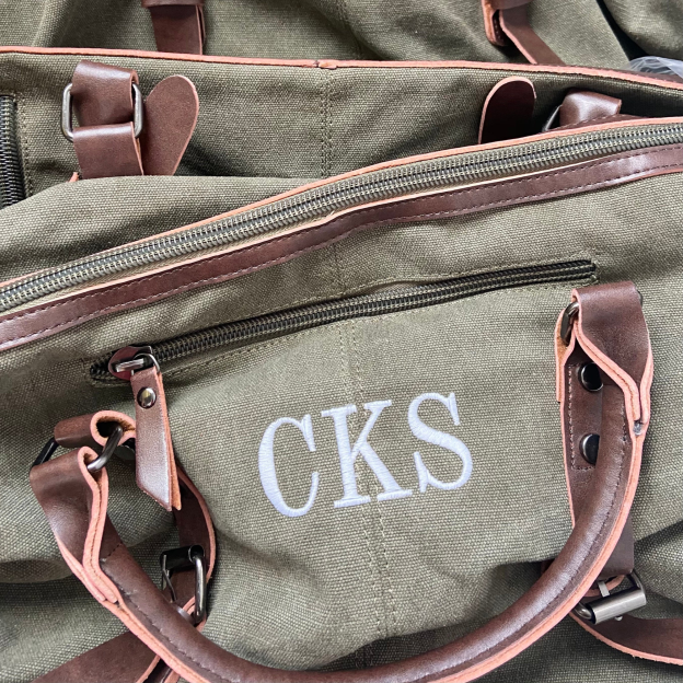Personalized Monogram Embroidered Men’s Leather Duffle Bag | JNSBag83
