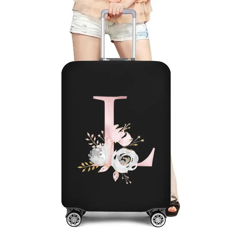 Personalized Travel Luggage Flower Letter Print Elastic Protective Covers for Unique & Love | JNSBag13