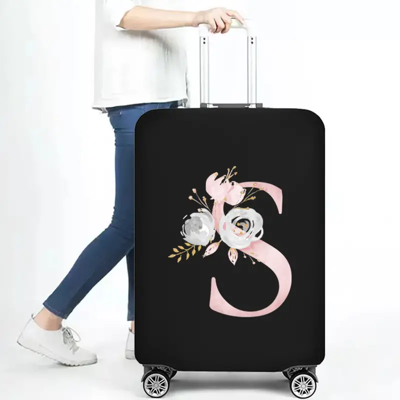 Personalized Travel Luggage Flower Letter Print Elastic Protective Covers for Unique & Love | JNSBag13