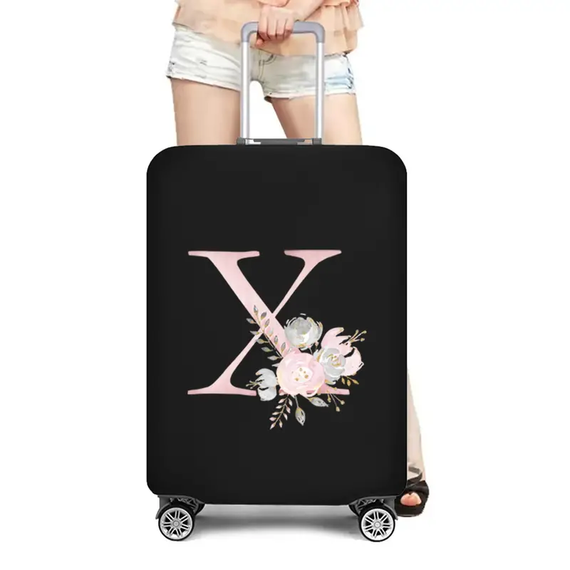 Personalized Travel Luggage Flower Letter Print Elastic Protective Covers for Unique & Love | JNSBag13