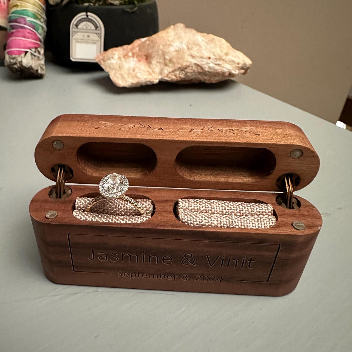 Personalized Wooden Wedding Ring Box for Unique & Love | JNSDec158