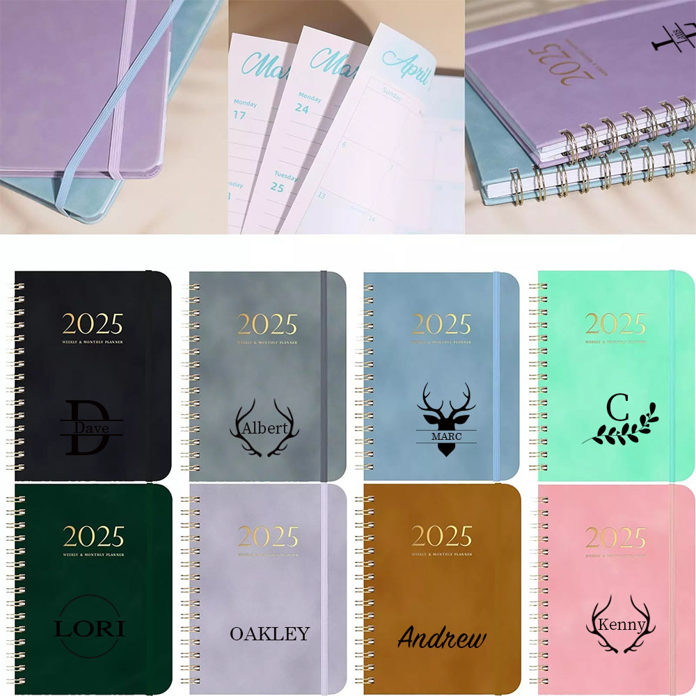 Personalized Leather 2025 Weekly & Monthly Planner Notebook | JNSDec117