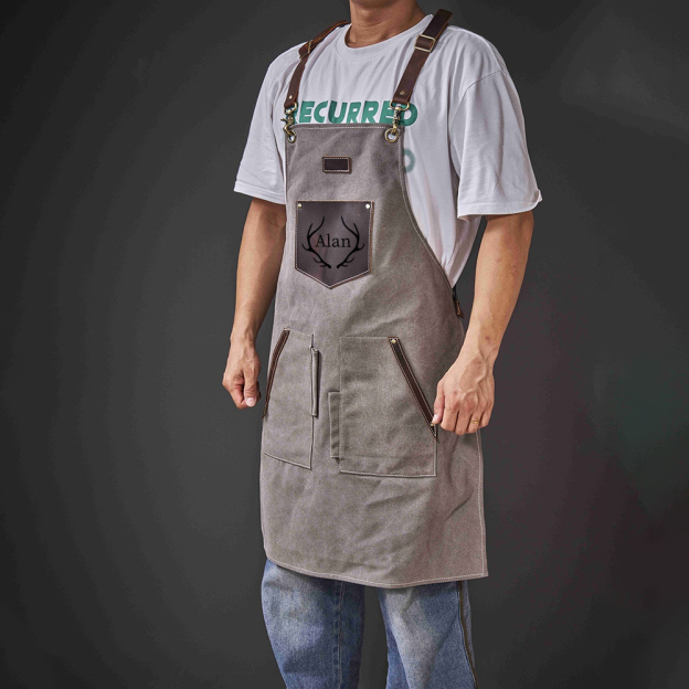 Personalized Monogram Leather Patch Canvas Apron for Unique & Love | JNSCloth44