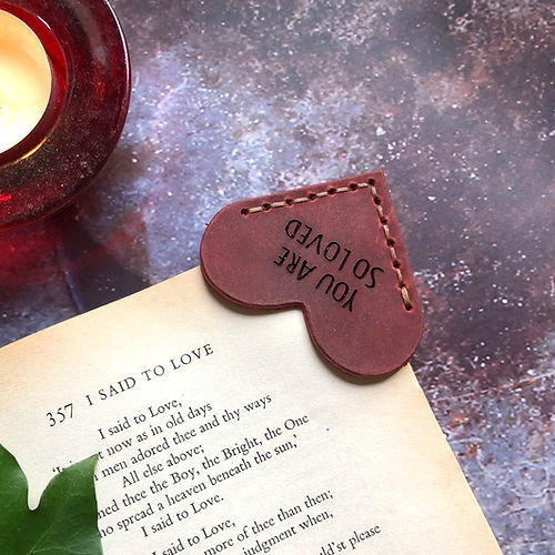 Personalized Genuine Leather Heart Corner Bookmark for Unique & Love | JNSDec116