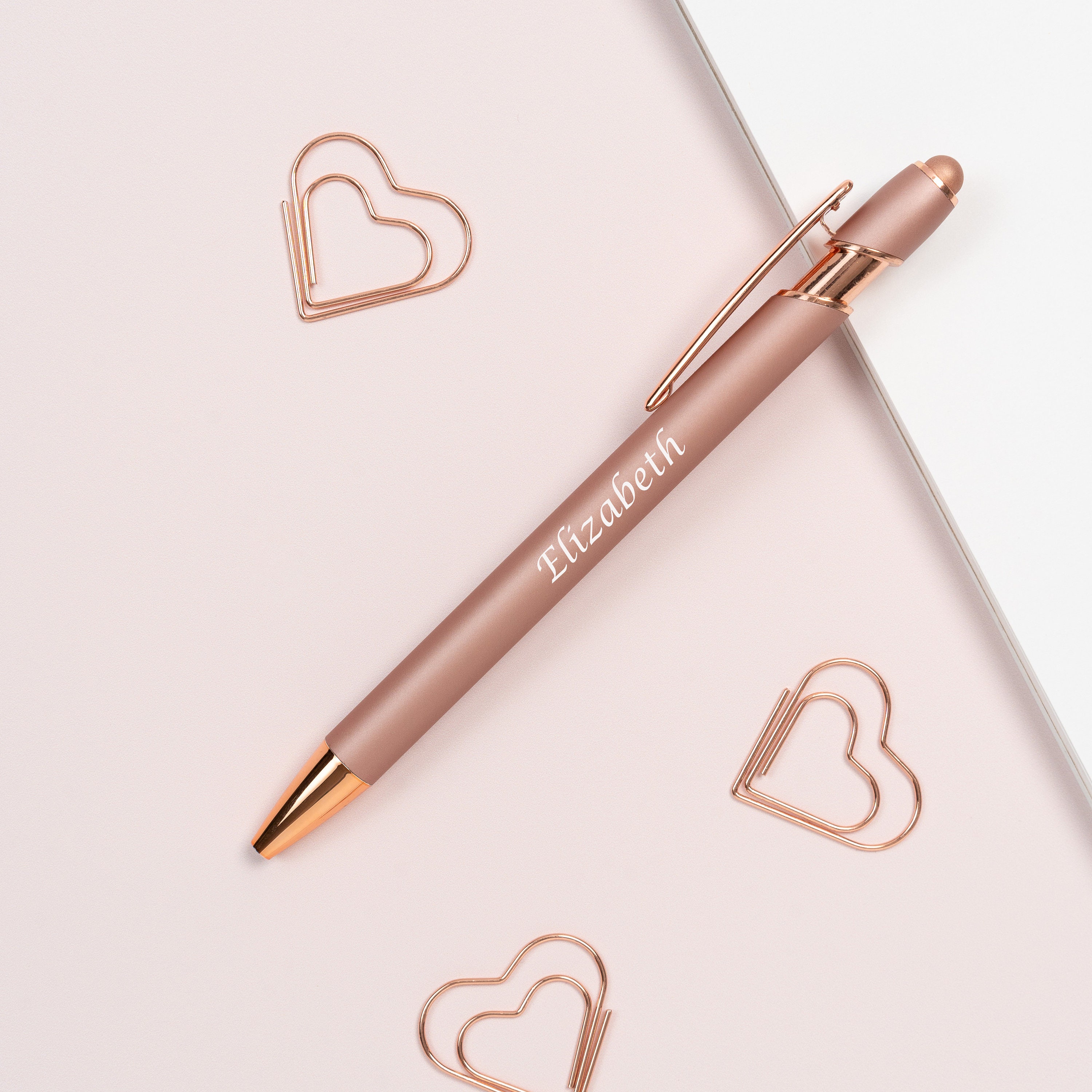 Personalized Luxurious Soft Touch Rose Gold Pen | JNSDec67
