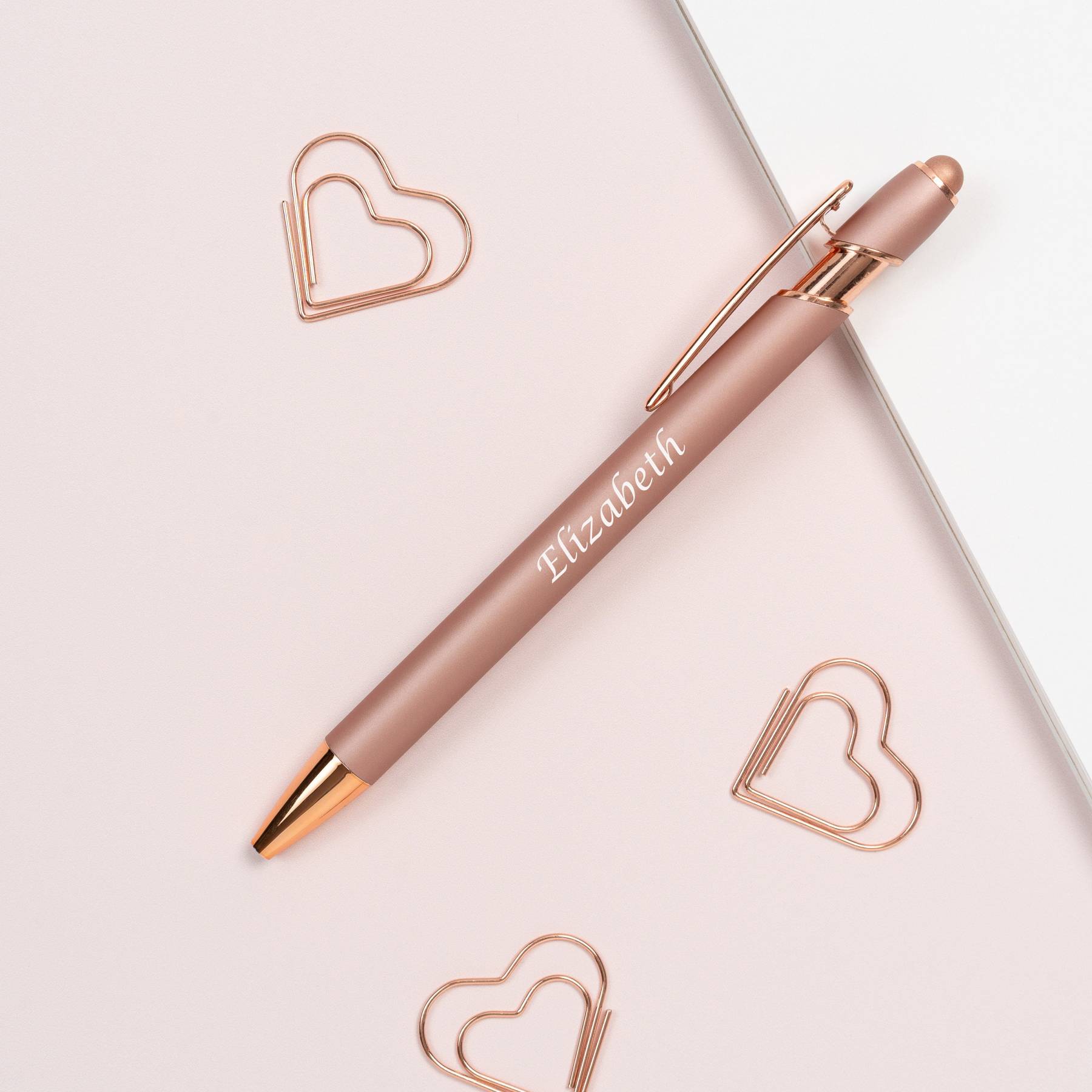 Personalized Luxurious Soft Touch Rose Gold Pen | JNSDec67